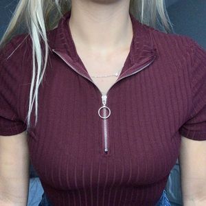Maroon zip up Windsor polo